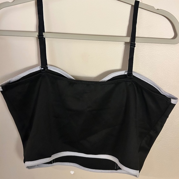 Vintage Large Seductions Black Corset top with White Ribbing - Picture 4 of 4